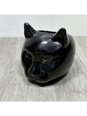 Vintage American Greeting Co Black Cat Head Votive Candle Holders